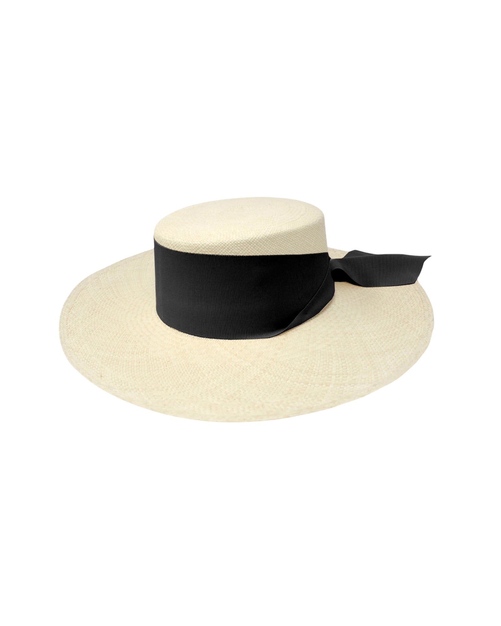Long brim Cordovan hat with maxi bow