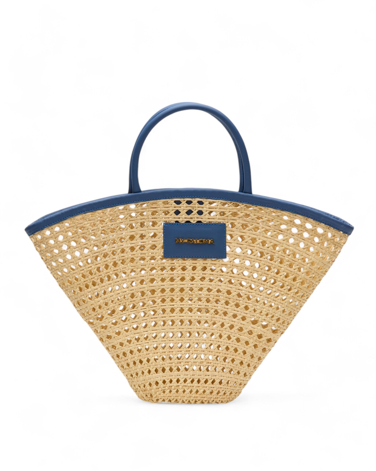 Studio shot of the Seashell Tote against a white background, highlighting its durable construction and magnetic closure.